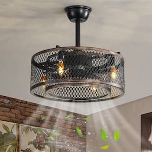 18 in. W E26 Bulb Indoor Black Ceiling Fans with Lights, American Retro Style Ceiling Fan Chandeliers