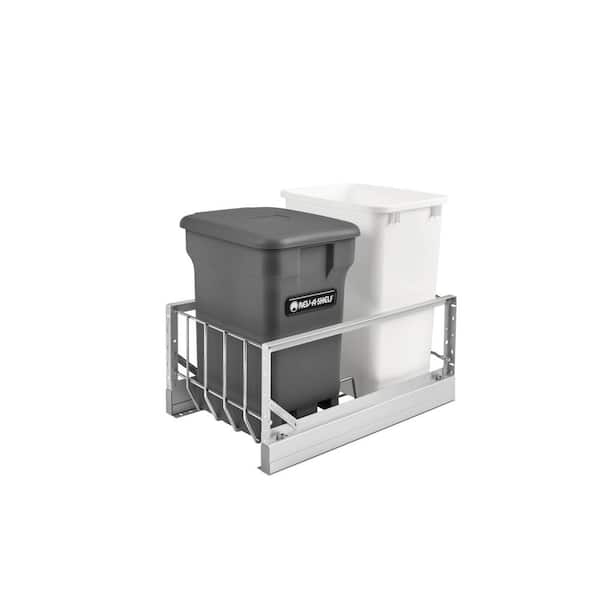 Rev-A-Shelf Aluminum 35 qt. Waste Container Pull-Out with Orion Gray Compost Bin