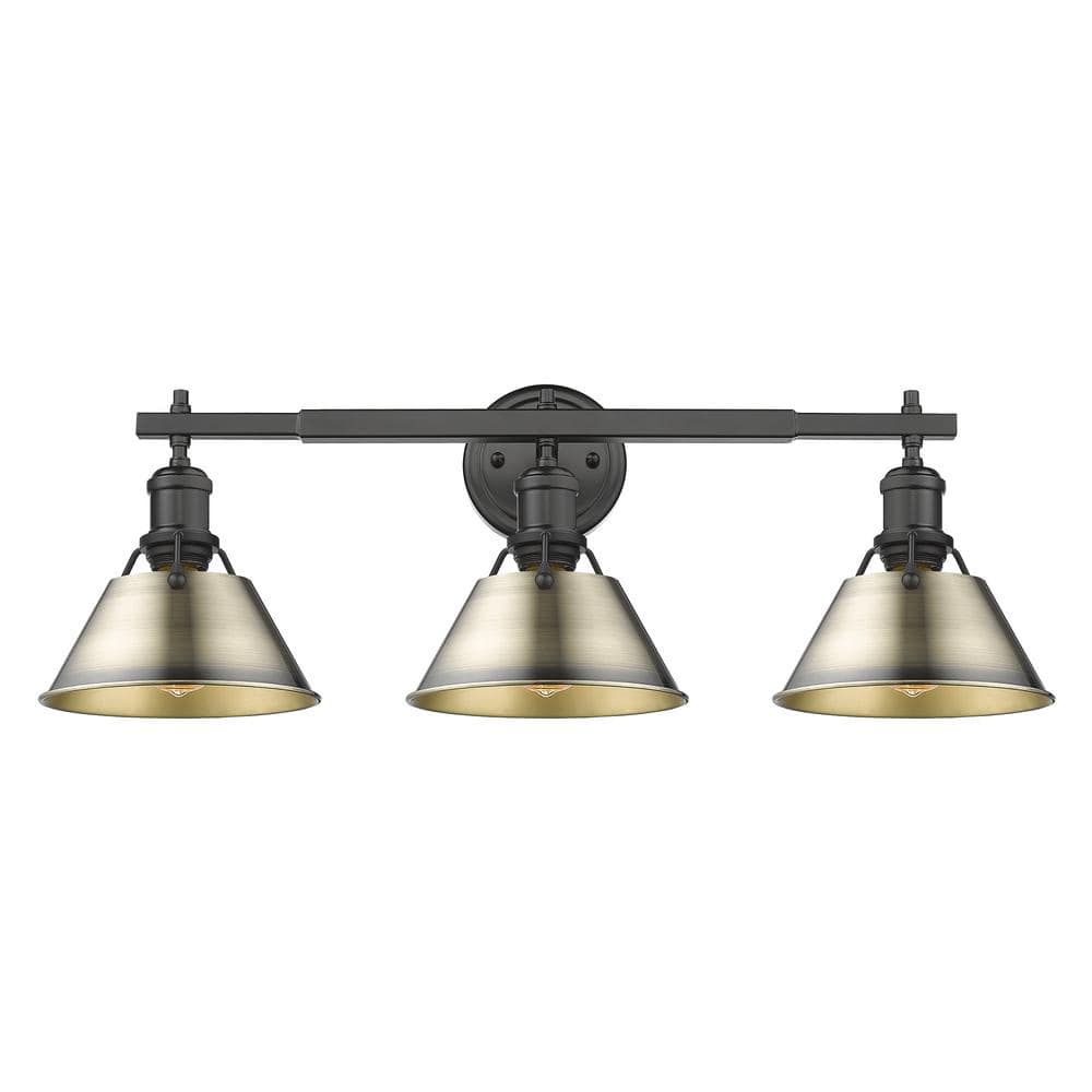 Orwell 27.25 in. 3-Light Matte Black and Aged Brass Vanity Light price history on PriceWatchPro