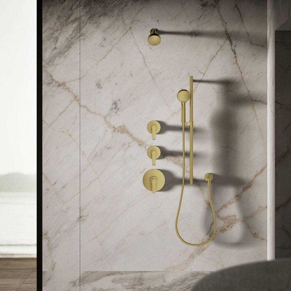 Vibrant Brushed Moderne Brass Wall Mounted Showerhead
