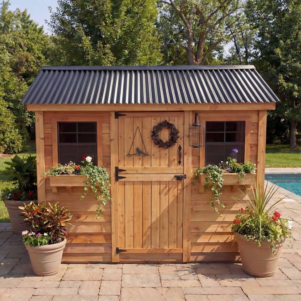 Outdoor Living Today Cabana 9 ft. W x 6 ft. D Cedar Wood Garden