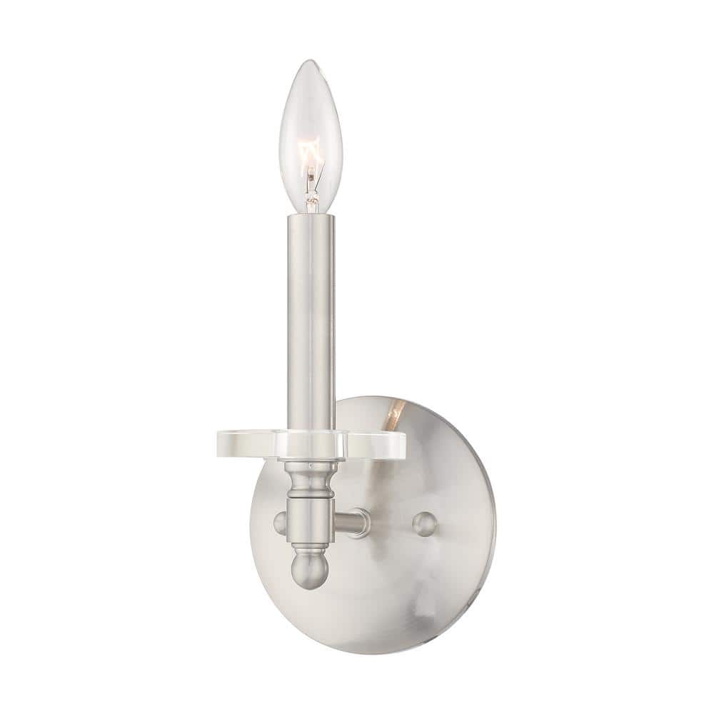 Bancroft Elegance Brushed Nickel 1-Light Crystal Sconce