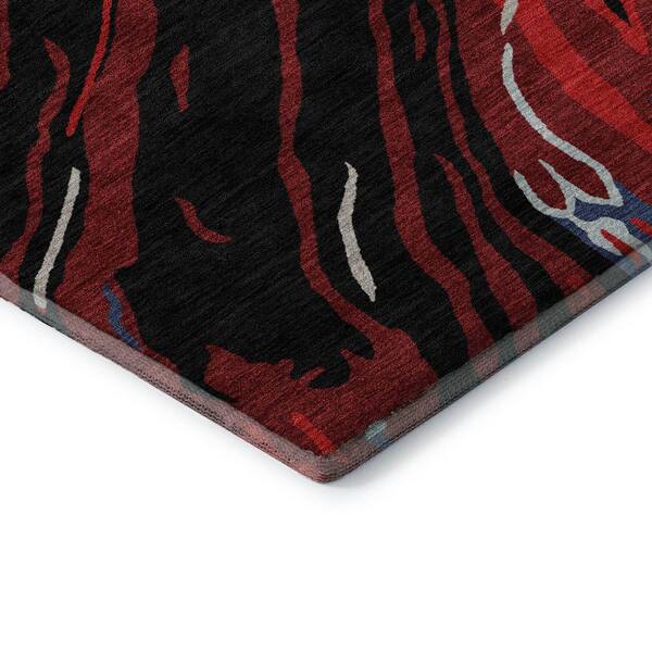 Mayfield Premium Machine Washable Abstract AMF1037 Black 10 ft. x 14 ft. Area Rug