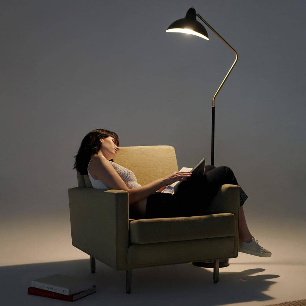Arcadian Swoop Adjustable Black LED Floor Lamp for Kids