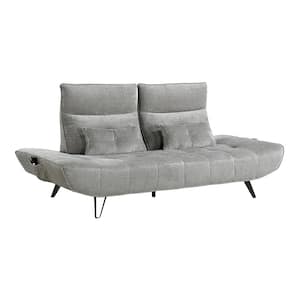 Corydon 90.5 in. W Armless Chenille Rectangle Sofa with Power Adjustable Seat Depth in Gray