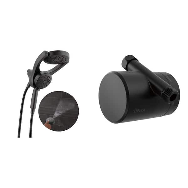 HydroRain 5-Spray Dual Shower Head 1.75 GPM and Clarifi Shower Filter in Matte Black Combo
