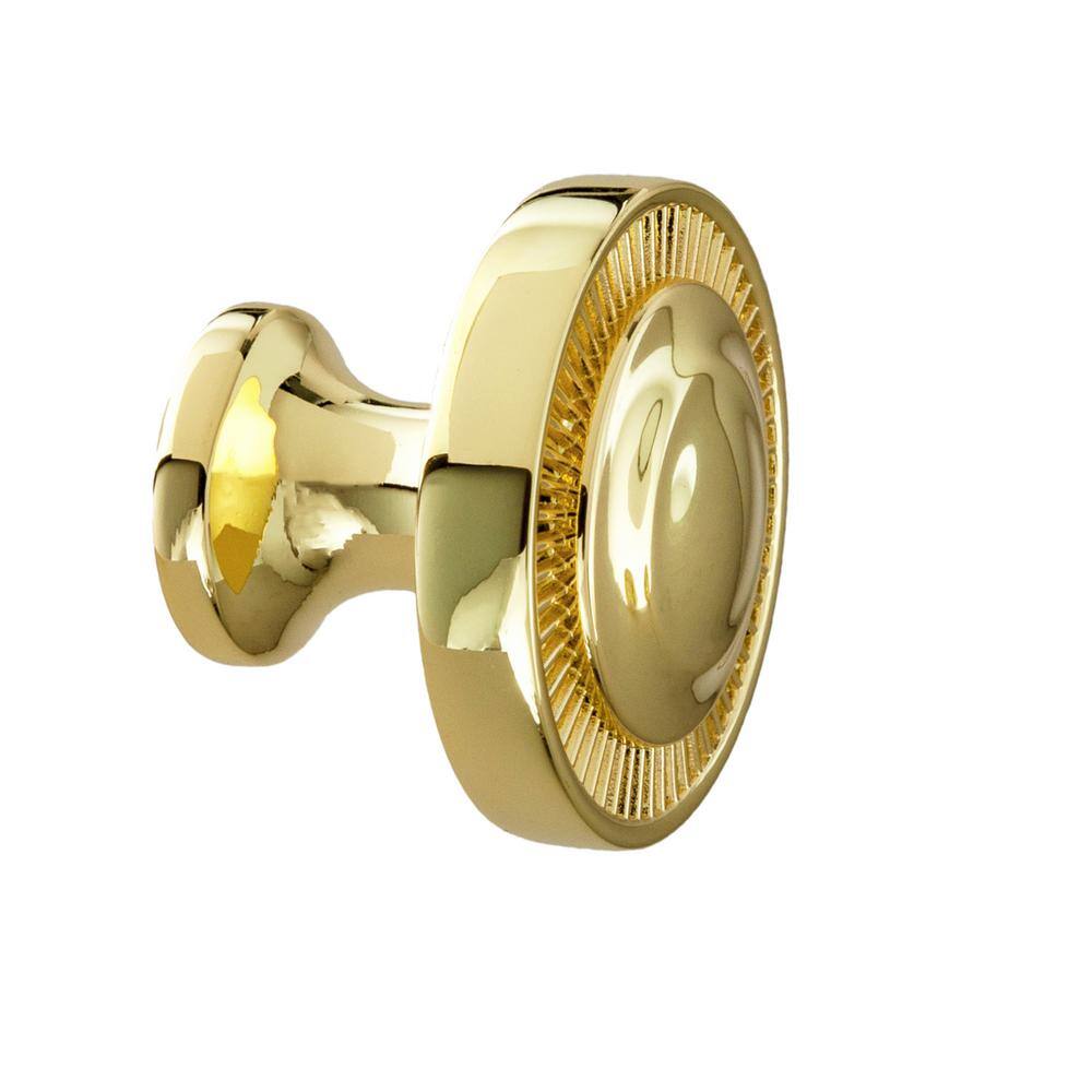 Polished Gold Round Cabinet Knob with Mounting Hardware
