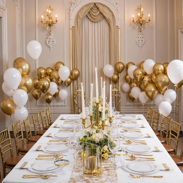 350-Piece Gold Plastic Dinnerware Sets for 50 Guests with 100 Disposable Plates, 150 Silverware, 50 Cups, 50 Napkins