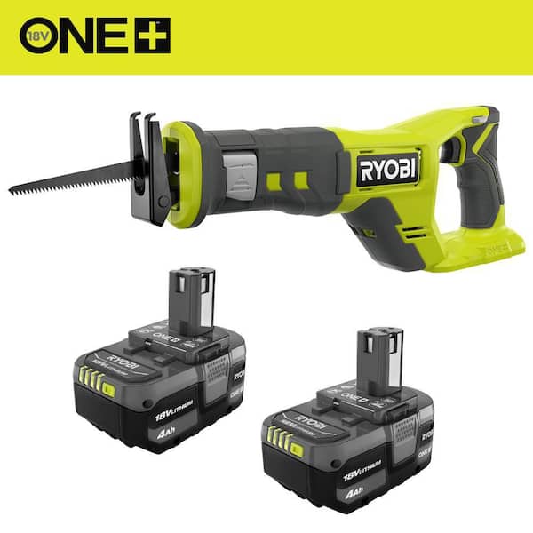 ONE+ 18V Lithium-Ion 4.0 Ah Battery (2-Pack) with FREE 18V ONE+ Cordless Reciprocating Saw