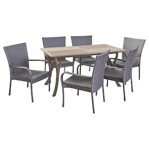 Monterey Gray 7-Piece Wood and Plastic Outdoor Patio Dining Set