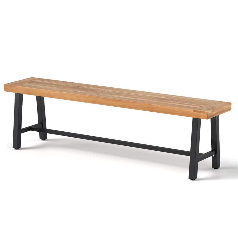 Natural Wood Outdoor Storage Stool Patio Bench Long Dining Bench/Heavy-Duty Metal Legs price history on PriceWatchPro