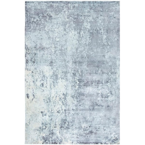 Mirage 10 ft. x 14 ft. Aqua Abstract Distressed Area Rug