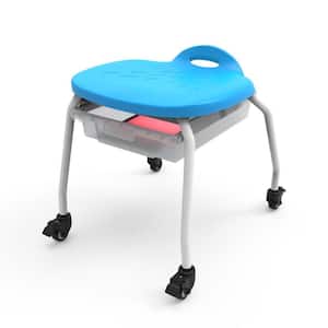 23 in. Blue Stackable Classroom Stool with Wheels and Storage
