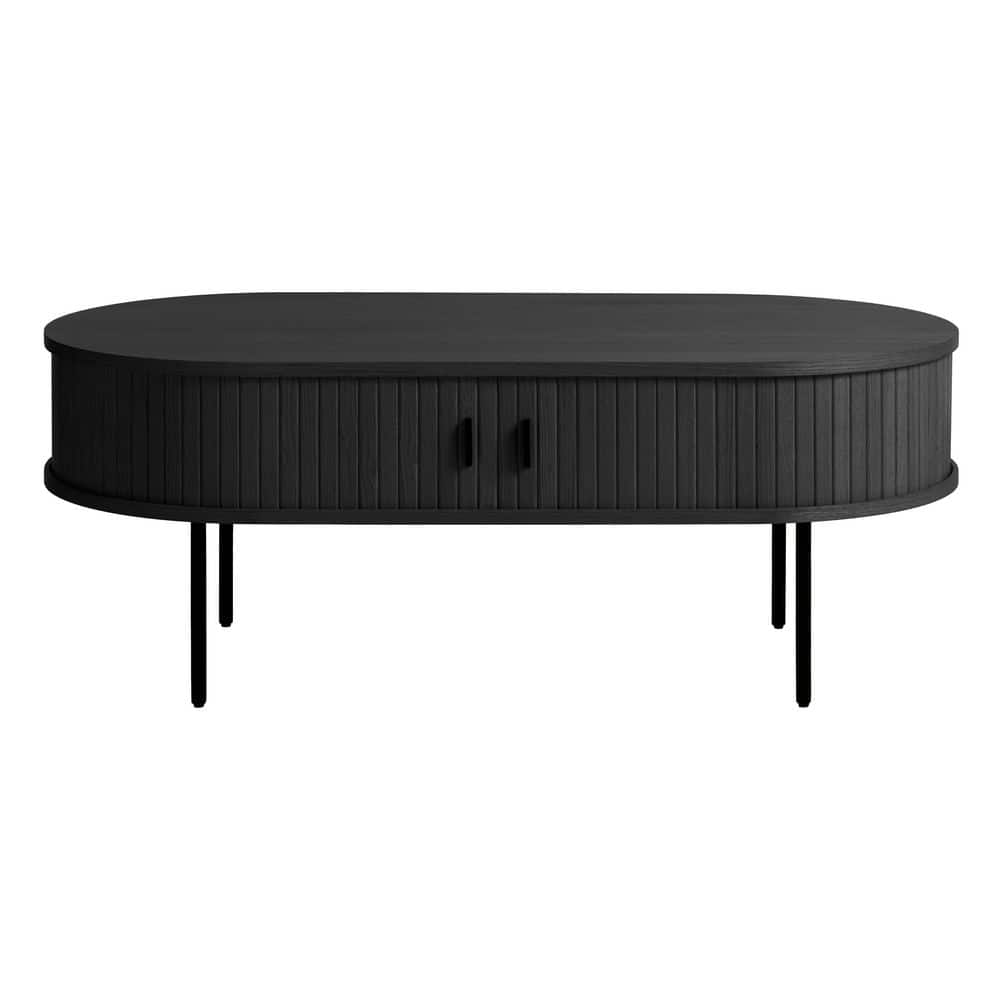 Nyhus Nebula 47 in. Black Oak Oval Wood Coffee Table with Storage