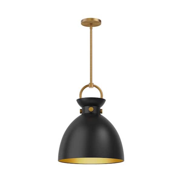 ALORA MOOD Waldo 14 in. 1 Light 60-Watt Aged Gold/Matte Black Pendant Light