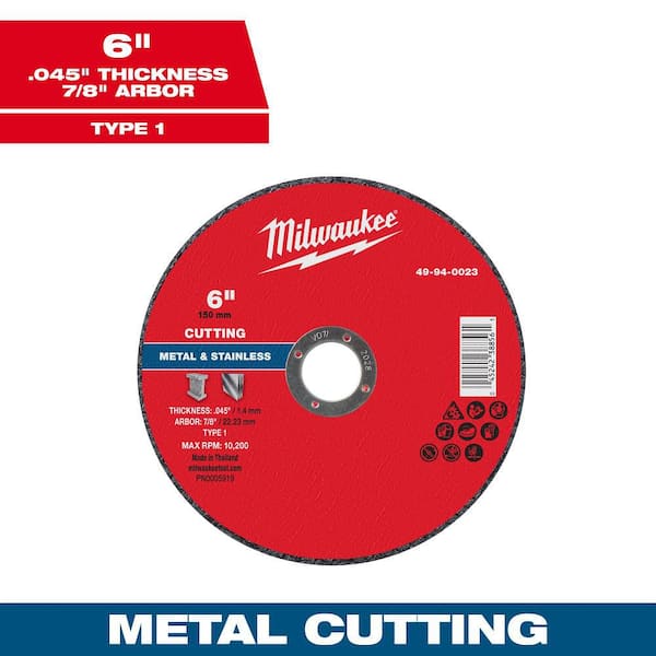 6 in. x. 045 in. x 7/8 in. Metal Cut Off Wheel-Type 1