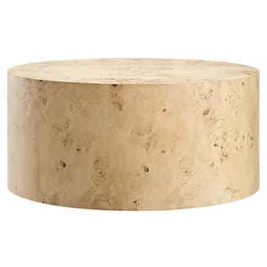 Cosmos 35" Round Burl Wood Coffee Table in Natural Burl