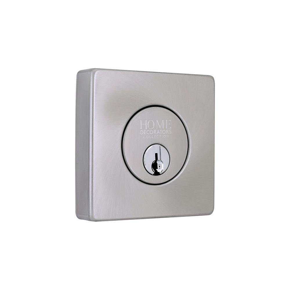 Square Satin Nickel Single Cylinder Deadbolt Featuring Dual Keyway
