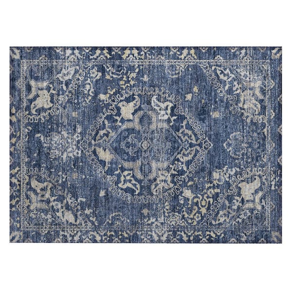 Chantille Machine Washable Indoor/Outdoor Abstract ACN3169 Navy 2 ft. x 3 ft. Accent Rug