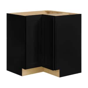 Avondale 36 in. W x 24 in. D x 34.5 in. H Ready to Assemble Plywood Shaker Lazy Susan Corner Cabinet in Raven Black