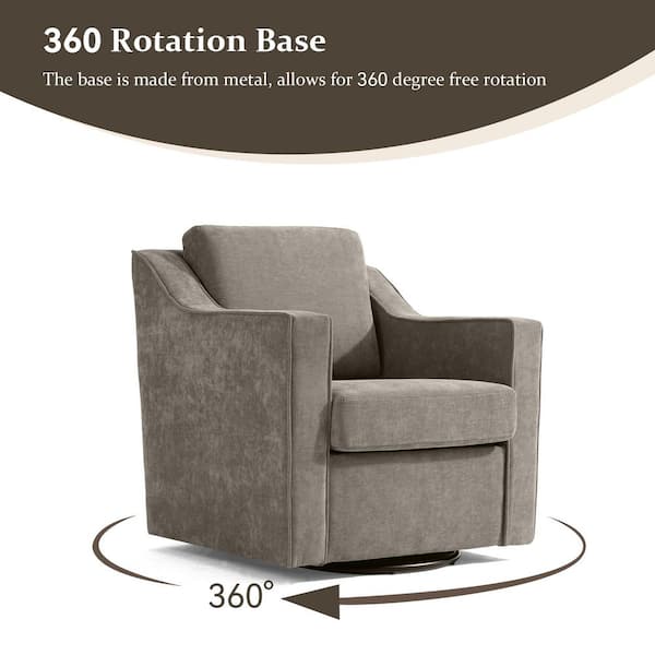 Uixe Sand Chenille Upholstered Swivel Accent Barrel Chair (Set of