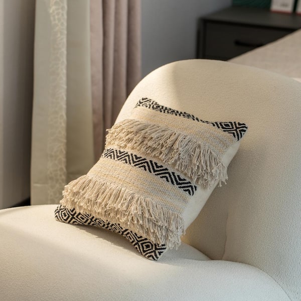 Handwoven Bohemian Pillow, Boho Pillow Cover, Fringe Bohemian