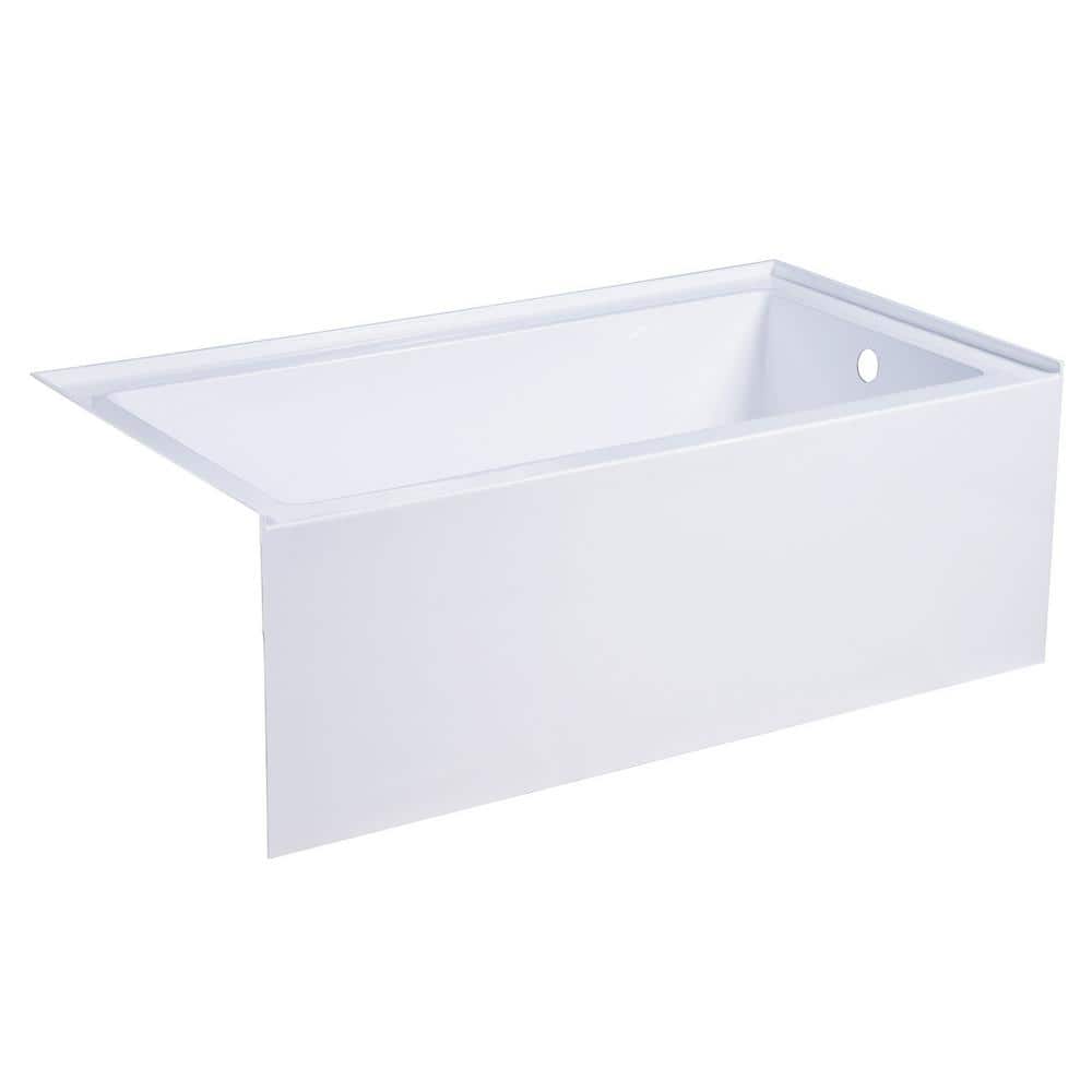 54-Inch White Acrylic Alcove Bathtub with Right Hand Drain