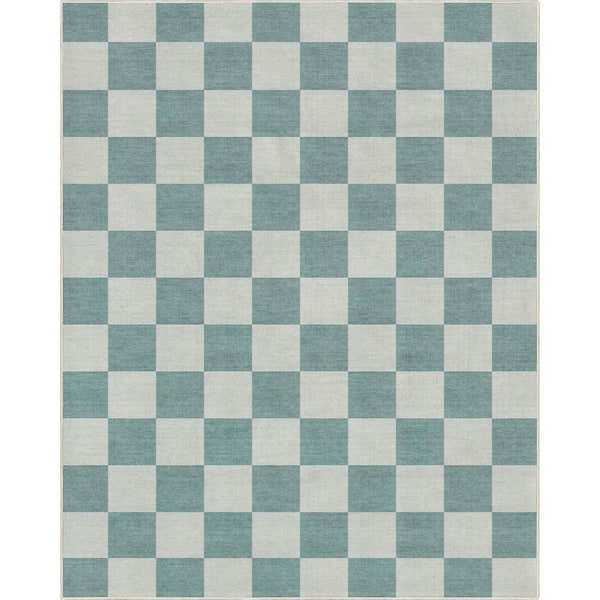 Well Woven Green 7 ft. 10 in. x 9 ft. 10 in. Flat-Weave Apollo Square Modern Geometric Boxes Area Rug