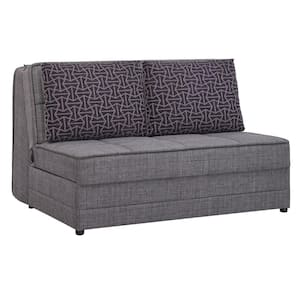 Atolye Collection Convertible 55 in. Grey Chenille 2-Seater Loveseat with Storage