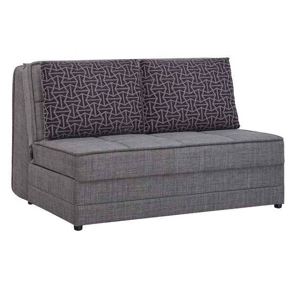Atolye Pull-Out Sofa Convertible 55 in. Grey Chenille 2-Seater Loveseat with Storage