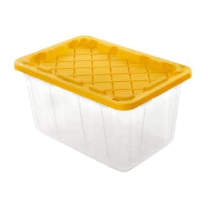 27 Gal. Clear Base Storage Tote with Yellow Lid