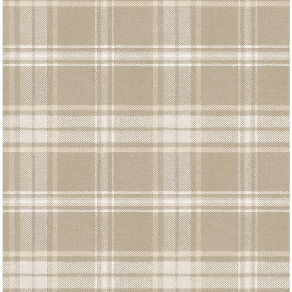 Tartan Beige and Off White Paper Non Pasted Strippable Wallpaper Roll (Cover 56.05 sq. ft.)