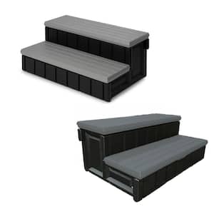 2-Tone 36 in. Hot Tub Step in Deep Gray and Black