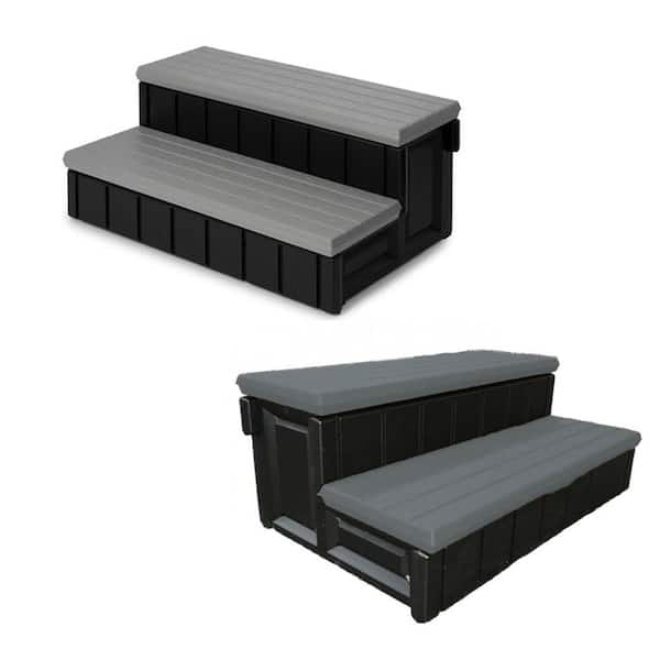 CONFER PLASTICS 2-Tone 36 in. Hot Tub Step in Deep Gray and Black