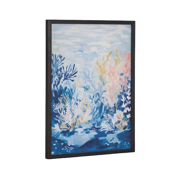 Kate and Laurel Gallery Underwater Ocean Landscape by The Creative Bunch Studio Black Framed Art Print 12 in. x 16 in.