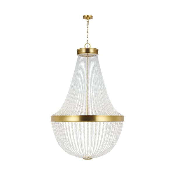 Generation Lighting Summerhill 36 in. W x 57 in. H 12-Light Burnished Brass Indoor Dimmable Large Chandelier with No Bulbs Included