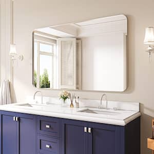 60 in. W x 36 in. H Rectangular Aluminum Framed Wall Bathroom Vanity Mirror in Silver