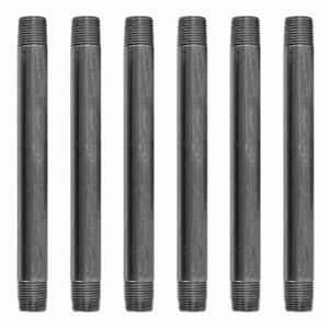 3/8 in. x 8 in. Black Steel Nipple (6-Pack)
