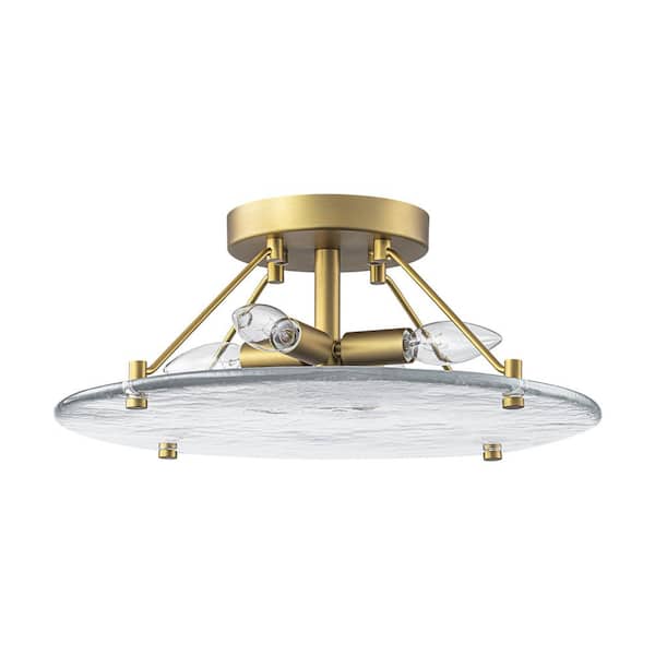 Rennnsan Cindaro 15.7 in. 4-Light Modern Brushed Gold Semi-Flush