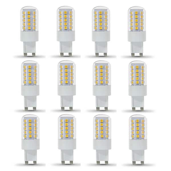 G9 Bulb, 12 Pack G9 Halogen Light Bulbs 2 Pin Base JC Type, 120V T4 Bi-Pin  60W Xenon Small Light Bulb for Chandeliers, Pendants, Cabinet Lights,  Bathroom Light Bulbs, Warm White 2700K