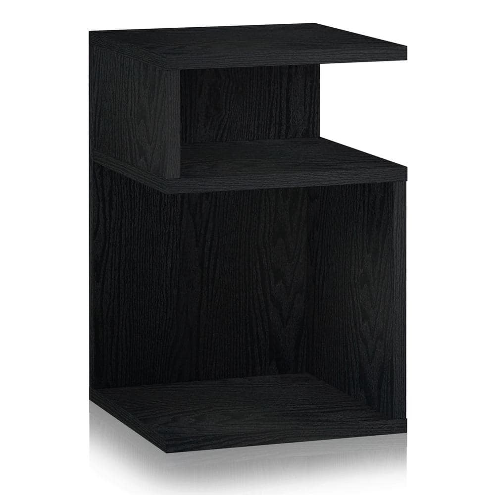 Lenox 13.0 in. Wide Black Wood Grain Square Top Wood Side Table and End Tab