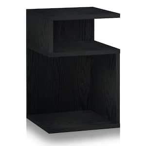 Lenox 13.0 in. Wide Black Wood Grain Square Top Wood Side Table and End Table