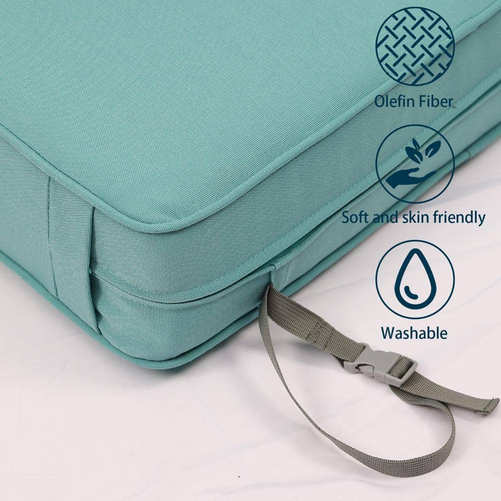 Aoodor Teal Outdoor Deep Seat Cushion Set with Floral Pillows