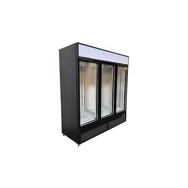 Elite Kitchen Supply 74 in. 49 cu. ft. Auto/Cycle Defrost Commercial 3 Glass Door Refrigerator EDC50M in Black