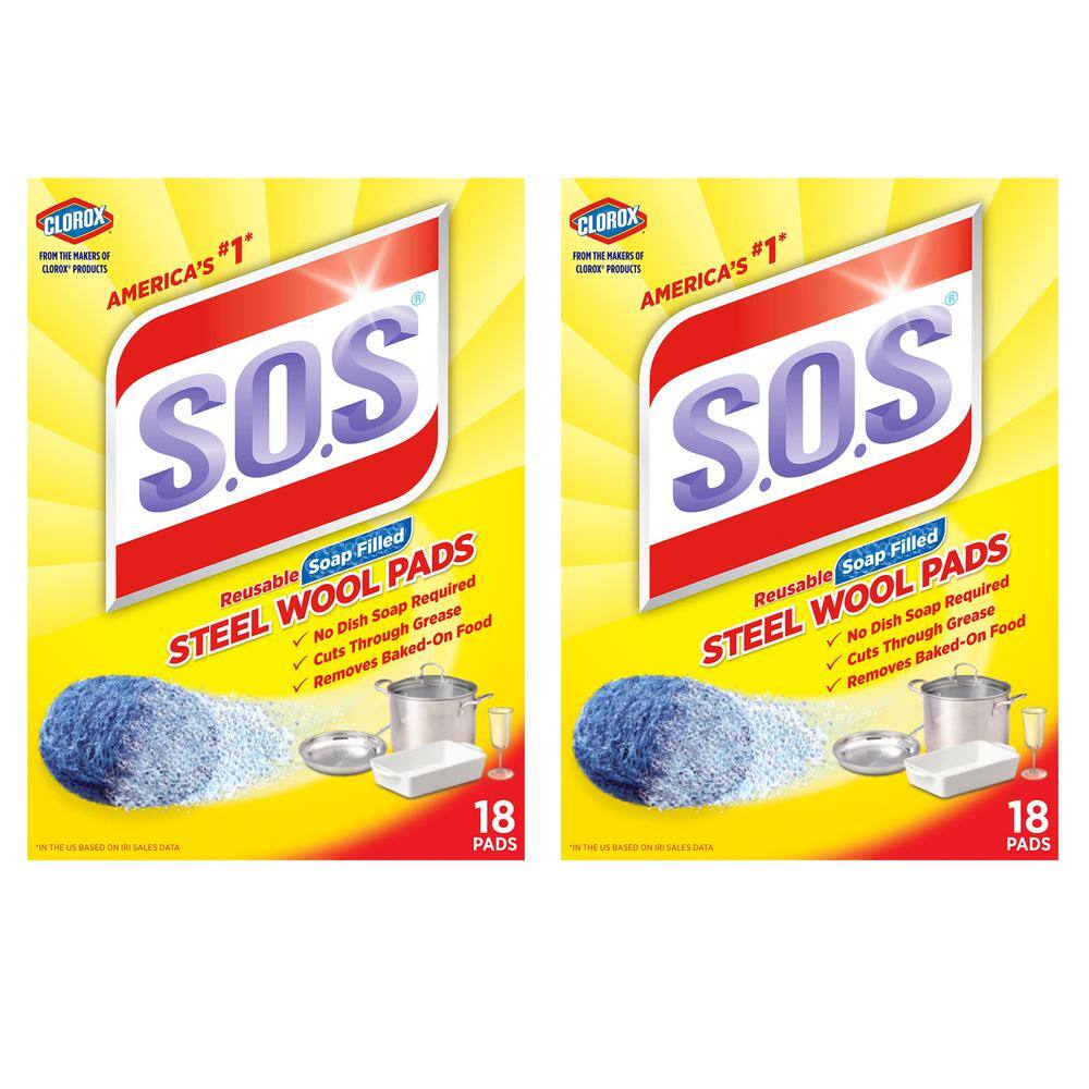 S.O.S Steel Wool Cleaning Soap Pads Pack of 2 10 Count Box 