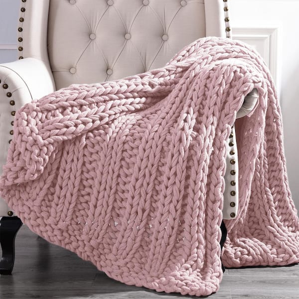 Chunky Rose Knit Acrylic 50 in. x 60 in. Throw