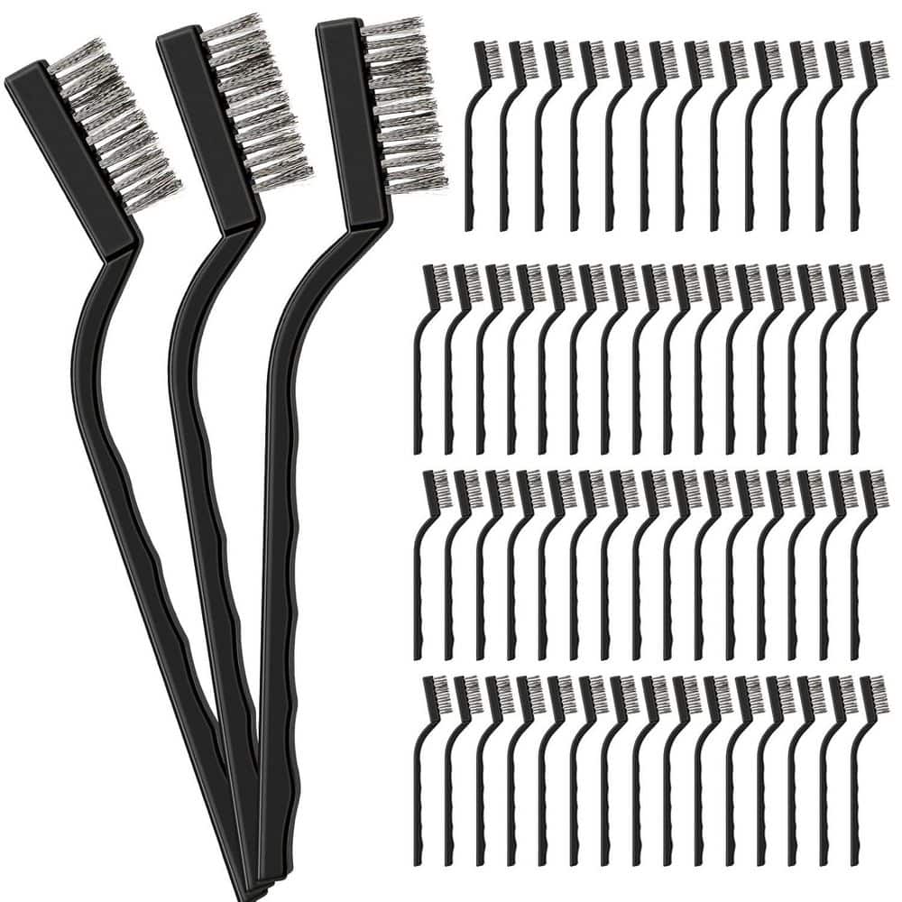 60-Piece Mini Wire Brush Set Stainless Steel Bristle Small Metal Brush for Cleaning Welding and Rust Black price history on PriceWatchPro