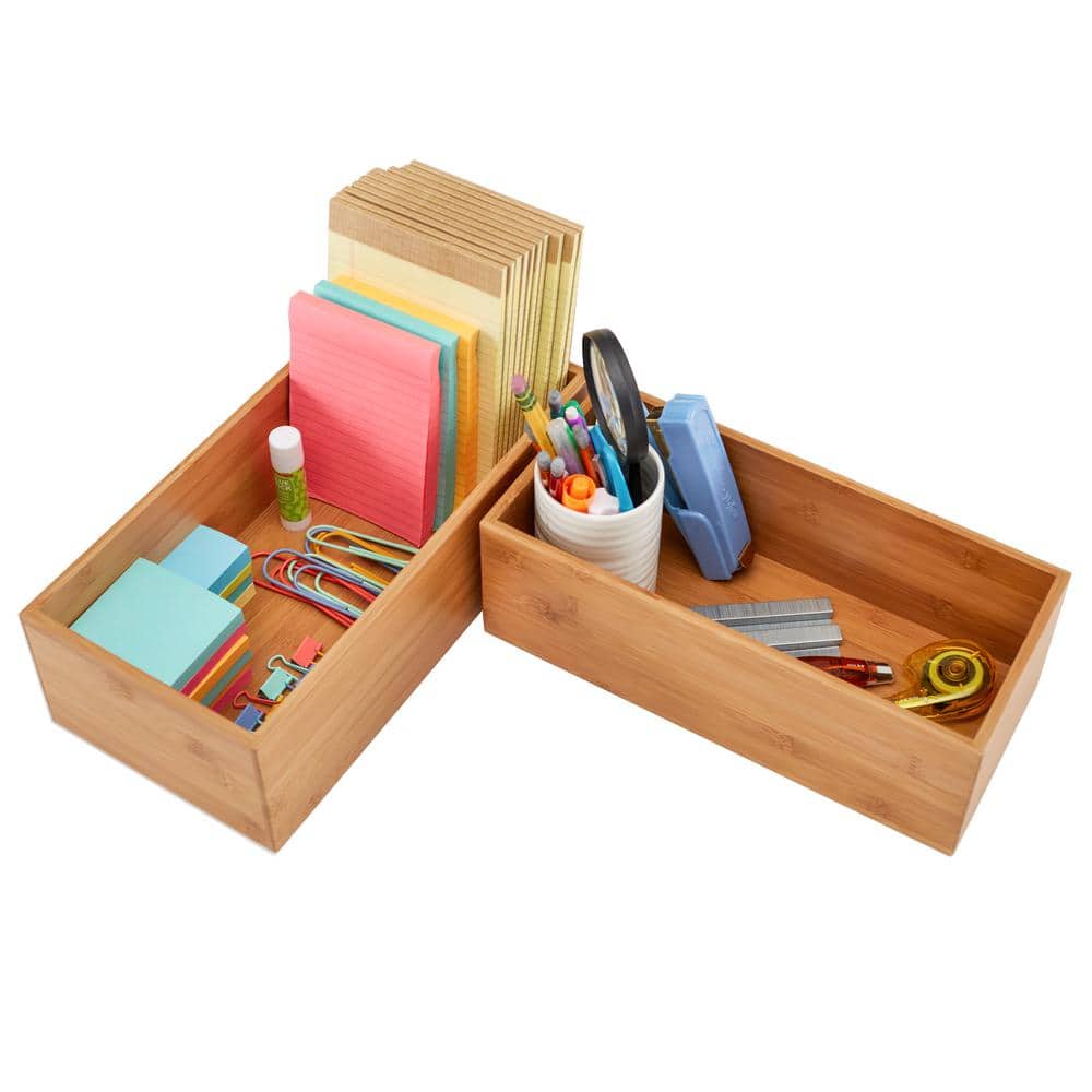 Natural Bamboo Multi-Size Storage Organizer Box Set