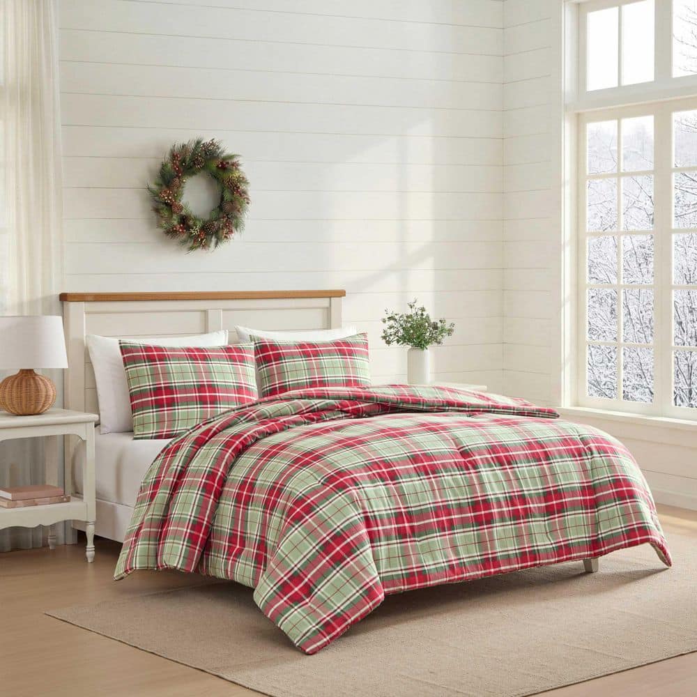 Laura Ashley Mulholland Plaid 3-Piece Burgundy/Green Cotton