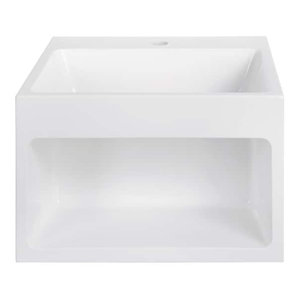 Streamline 17.7 in. W x 15.7 in. D x 11.8 in. H Vanity in Glossy White with Solid Surface Resin Top in White with White Basin